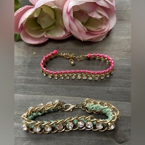 Chain Bracelet Set Gold, Pink, Green 1990s